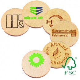 Einkaufschip „Green Coin“ aus FSC-zertifiziertem Birkenholz